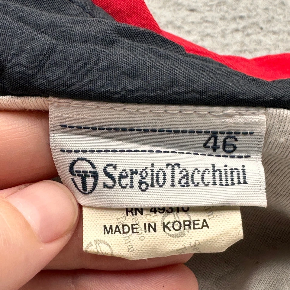 Vintage 90s Sergio Tacchini 1/2 Zip Lined Windbreaker Jacket Men 46 XL Zip Black - Image 2 of 4