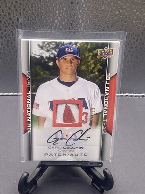 2009 UD USA Box Set Garin Cecchini 2 Color Patch Auto Autograph /99 ***Scratches