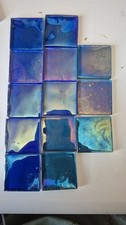 Blue Iridescent Glass Mosaic Tiles,cobalt blue and ocean blue mix