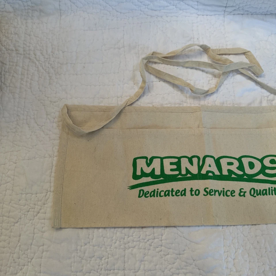 Delantal de uñas MENARDS de tela sin usar - Letras verdes Halloween hardware delantal de trabajo  Foto 3 de 4