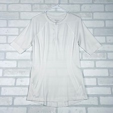 Athleta Off White Short Sleeve Quarter Zip Athletic Shirt Top Size Small