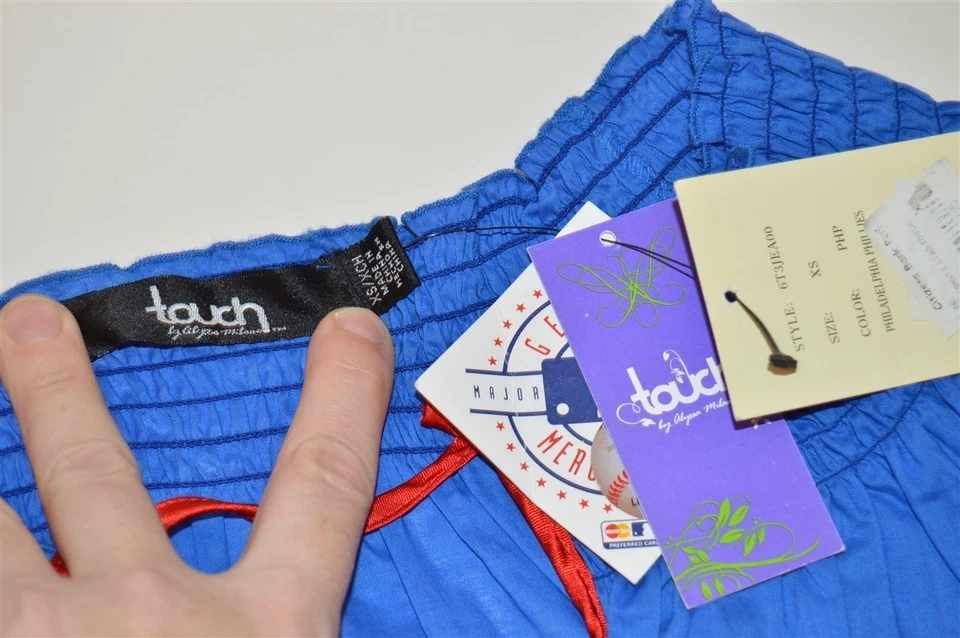 NUEVO PHILADELPHIA PHILLIES MUJER AZUL ROJO MUJER EMB ALYSA MILANO Camiseta XS Foto 4 de 4