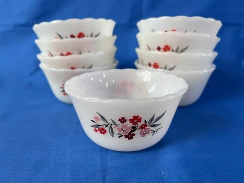 Set of 9 Vintage Fire King Primrose Custard Cups