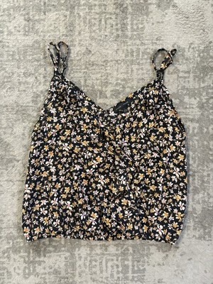 Moa Moa Black Floral Top Juniors Large