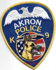 Akron K-9 Police "Goodyear Blimp", Ohio (4" x 5") shoulder police patch (fire)
