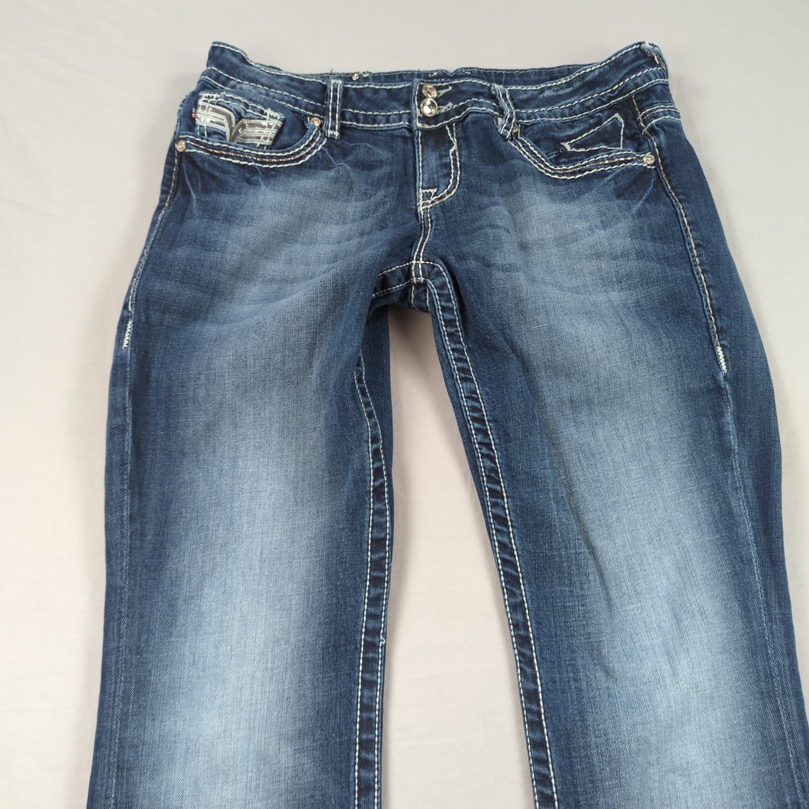 Vigoss Jeans Womens 12 Blue Dallas Slim Boot Cut Western Cowgirl Embroidered