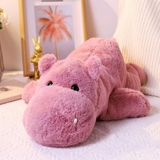 Leahaoe Weighted Stuffed Animals 23.6" 4.5lbs, Soft Pink Hippo Stuffed Animal, M