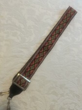 1970's Red  Yellow Diamond Pattern Hippie Style Camera Strap
