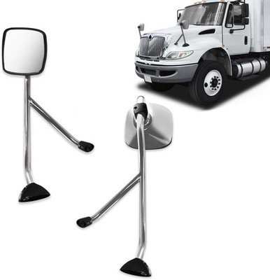 Chrome Hood Mirror Pair For International DuraStar 4100 4200 4300 WorkStar 7600