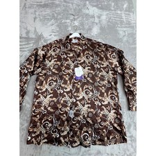 Tayion by Montee Holland Men XXL Brown Baroque Chain Print Button Down Shirt NEW