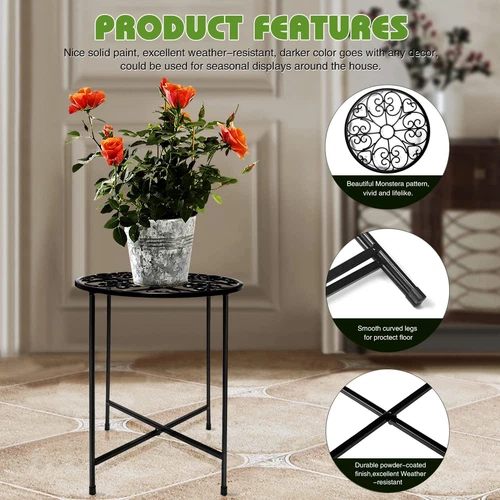 Metal Plant Stand Flower Pot Holder Home Garden Indoor Outdoor 15"tall Round - Picture 5 of 8