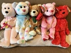 “RARE” Valentines Day Bear Beanie Babies - Lot Of 5 - Vintage - MINT W/MINT TAGS