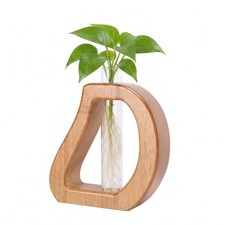 "Plant Propagation Station Wall Hanging Terrarium with Wooden Stand for Gifts"