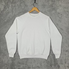 Vintage Lee Sweatshirt Mens Large Solid White Crewneck Raglan Made in USA Clean