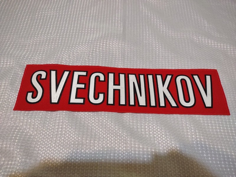 SVECHNIKOV  andrei Embroidered Patch  16" X 4" hockey  N.C  Hurr. red/white NWOT