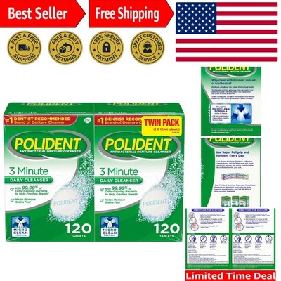MicroClean 3-Minute Denture Cleanser Tablets - Non-Abrasive & Antibacterial Duo