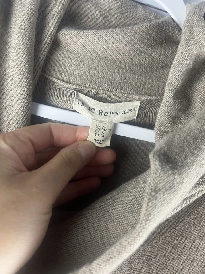 Suéter feminino If It Were Me gola alta marrom XL manga dolman pulôver quente - Imagem 4 de 4