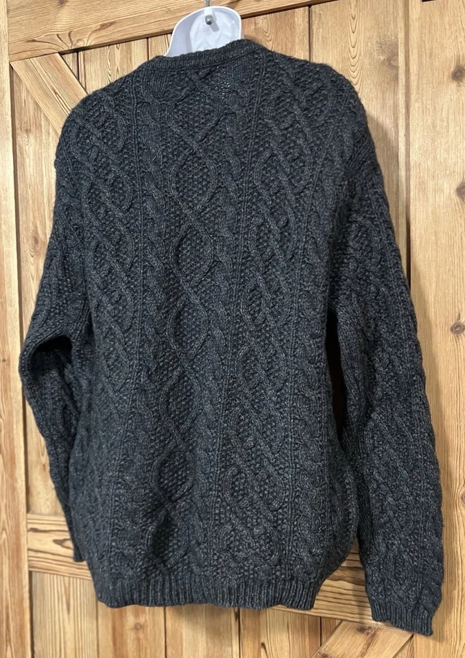 Suéter tejido Sonoma para hombre talla XL carbón profundo 80 % lana pescador Aran K-662 Foto 3 de 4