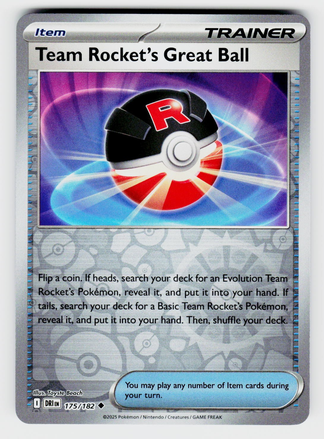 Team Rocket's Great Ball 175/182 Destined Rivals Pokemon Reverse Holo NM/M