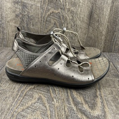 Ecco Jab Toggle Sandals Womens 39 US 8 Metallic Gold Slingback Bungee Gladiator