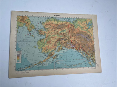 1950: Map Of Alaska Physical Print CN #105 Vintage