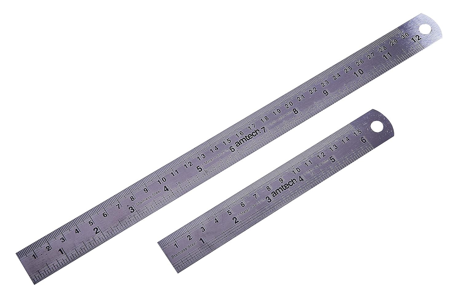Amtech - Steel Rule Set, Dual Scale Metric/Imperial, Easy-Read Markings for DIY