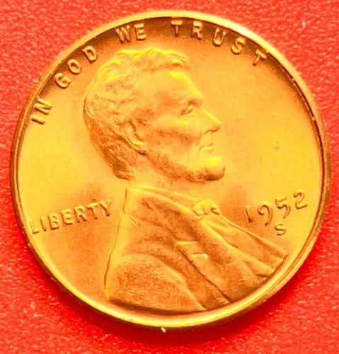 1952-S Lincoln Wheat Cent Penny GEM RED BU From an Original Bank Roll