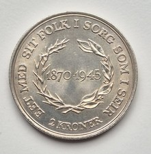 D&auml;nemark ~ 2 Kroner ~ 1945 ~ 75 Geburtstag v. K&ouml;nig Christian X ~ KM#836 ~ #MA