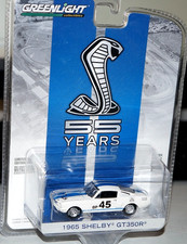 1/64 SCALE GREENLIGHT 55 YEARS 1965 FORD SHELBY GT350R BP#45 WHITE & BLUE