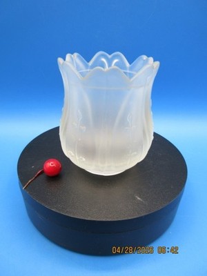 Vintage Frosted Glass Tulip Shaped Votive Candle Holder 