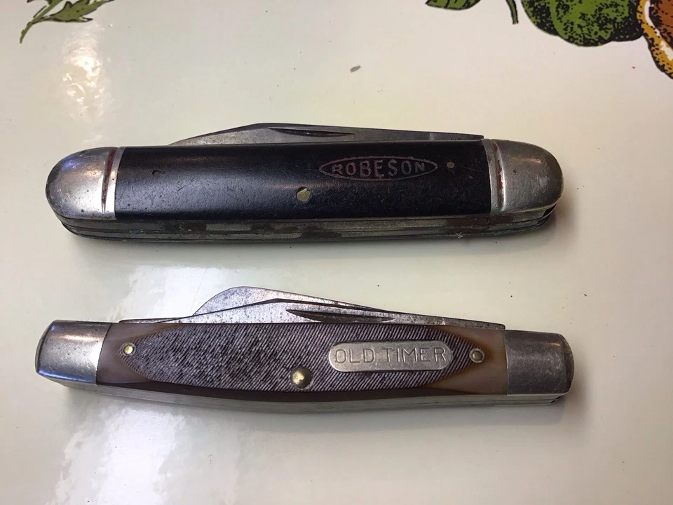 Винтажный карманный нож с 3 лезвиями ЛОТ ТОВАРОВ Robeson Shuredge Rochester NY Old Timer - Изображение 4 из 4