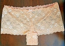 Size 2 Torrid Cheeky Boy Shorts Panties Peach Lace Plus Size Vintage