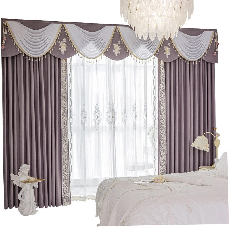 purple princess wedding room velvet cloth blackout curtain valance drape C1446 - Image 4 of 4