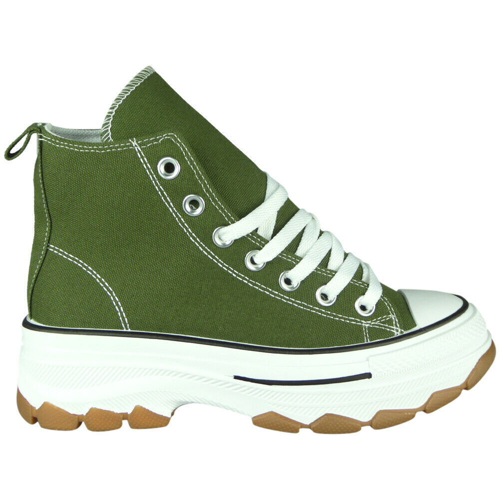 Canvas Womens Trainers Platform Lace Up Shoes Comfort Casual Ladies Sneakers eBay