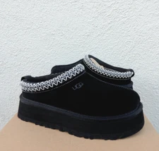 UGG TAZZ BLACK SUEDE PLATFORM COMFORT SLIPPERS SHOES, WOMEN US 10/ EUR 41 ~NIB