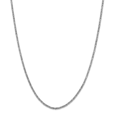 14k White Gold 2mm Byzantine Chain Necklace PEN84