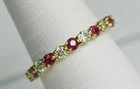 Red Ruby Diamond Eternity Band Ring 2Ct Round Simulated 14k Yellow Gold Plated