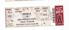 2014 LOS ANGELES ANGELS VS OAKLAND ATHLETICS TICKET STUB 8/31/14 MIKE TROUT HR