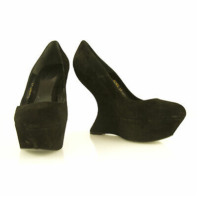 Alexander Mcqueen Armadillo Wedge Platform Heels Black Suede Sz 41 Shoes Pumps Ebay