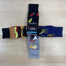 4 Pairs Men  s Novelty Socks Hamburger Breakfast ketchup Beer Patterned Funny