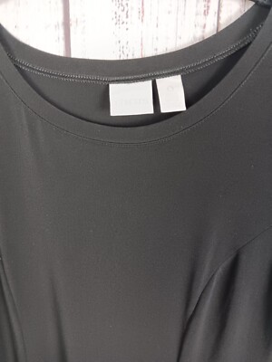 Chico's Maxi Dress 0 Black Scoop Neck Short Sleeve Stretch Slit | eBay