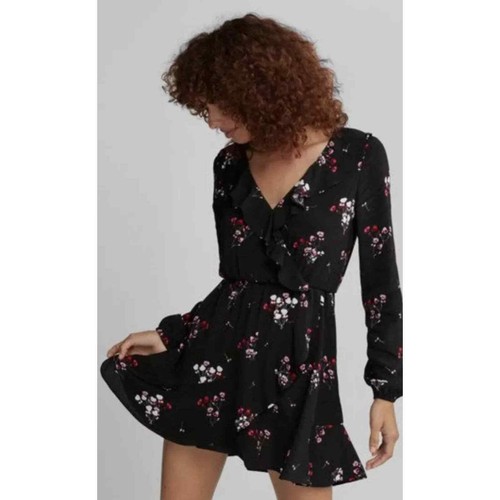 Express Dark Floral Ruffle Dress Long 