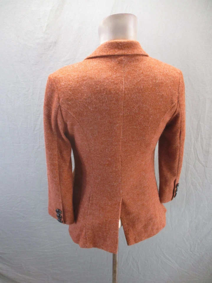 Blazer tejido con botones manga 3/4 marrón mezcla algodón mujer Cartonnier talla S 325 Foto 4 de 4