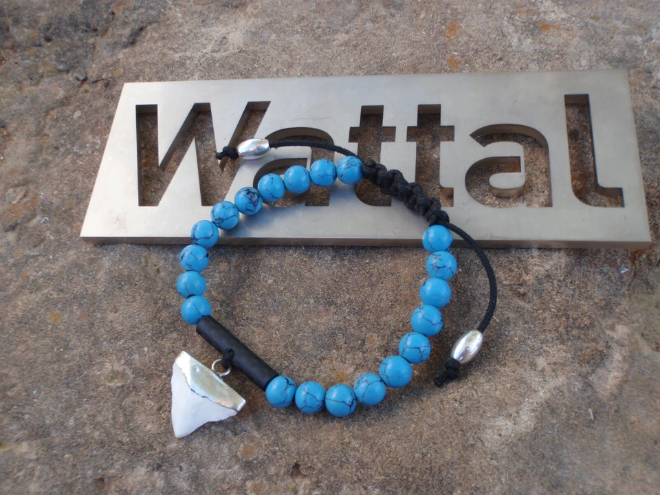 "Deep blue" 925 silber bracelet armband real sharkteeth chaolite luxury limited - Bild 4 von 4