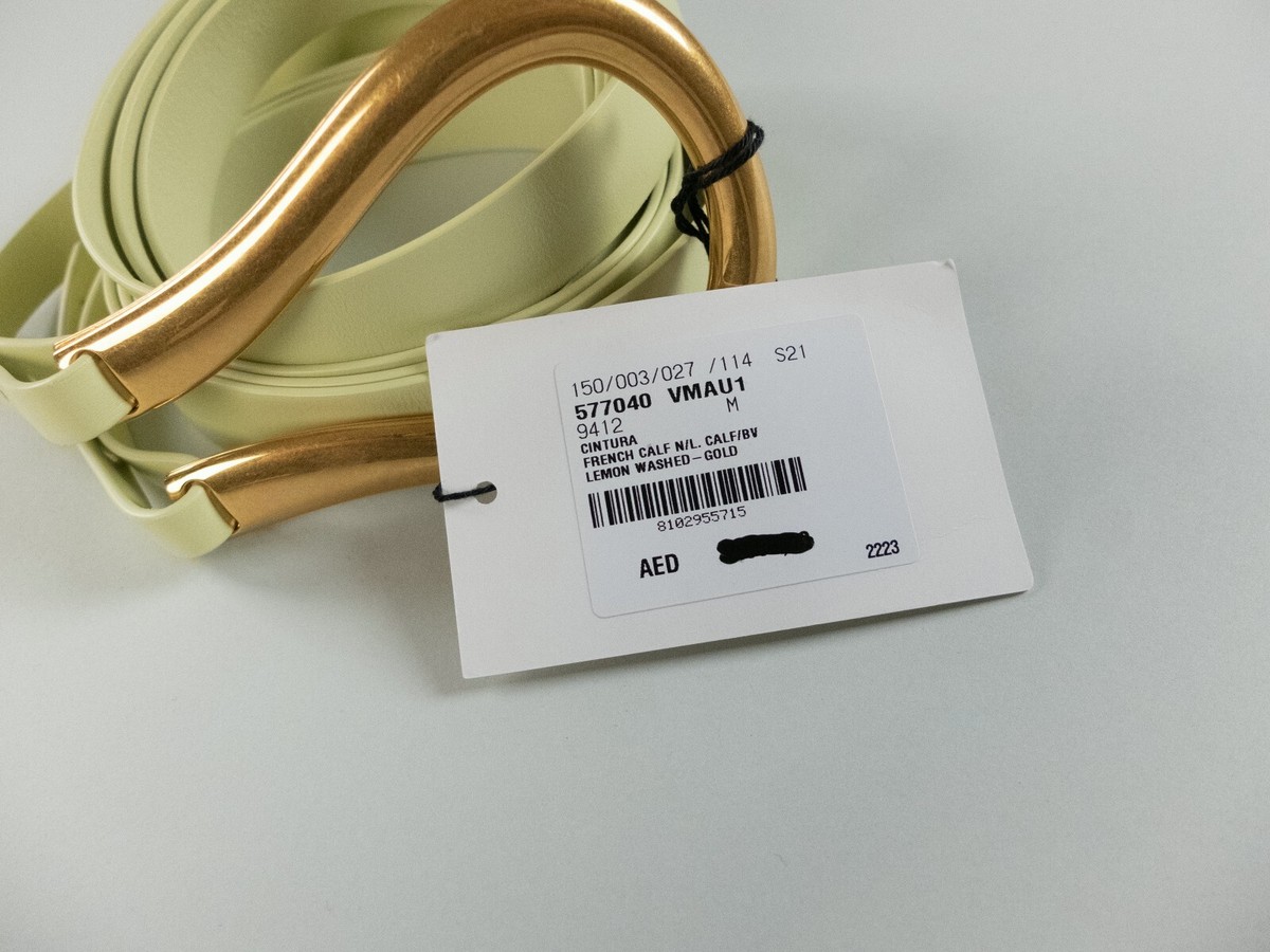 Bottega Veneta Size 105 Yellow Belt BOTTEGA VENETA lemon yellow leather belt with gold horseshoe  main image 3