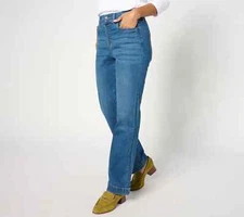 Denim & Co. Indigo Cozy Touch Relaxed Straight Jean-Medium Wash-Plus 20-A671317
