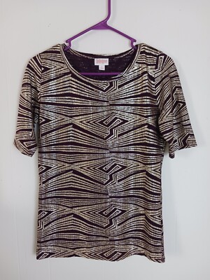 Lula Roe Women Shirt, Size S, Purple/Gold, 95% Polyester, 5% Spandex