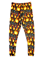 Dig Me Shiny Flame Print Fitness Fitness Leggings Size Large USA Made New