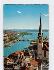 Postcard View of Fraumünster lake and the Alps Zürich Switzerland