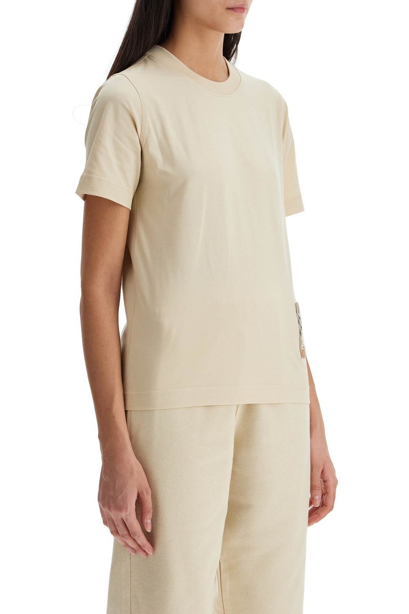 Tシャツ・カットソー BURBERRY Women Tunic Tops 8285973 8103506 C1740 Beige T-shirt with logo patch BURBERRY Woman Tg. S 8103506 C1740